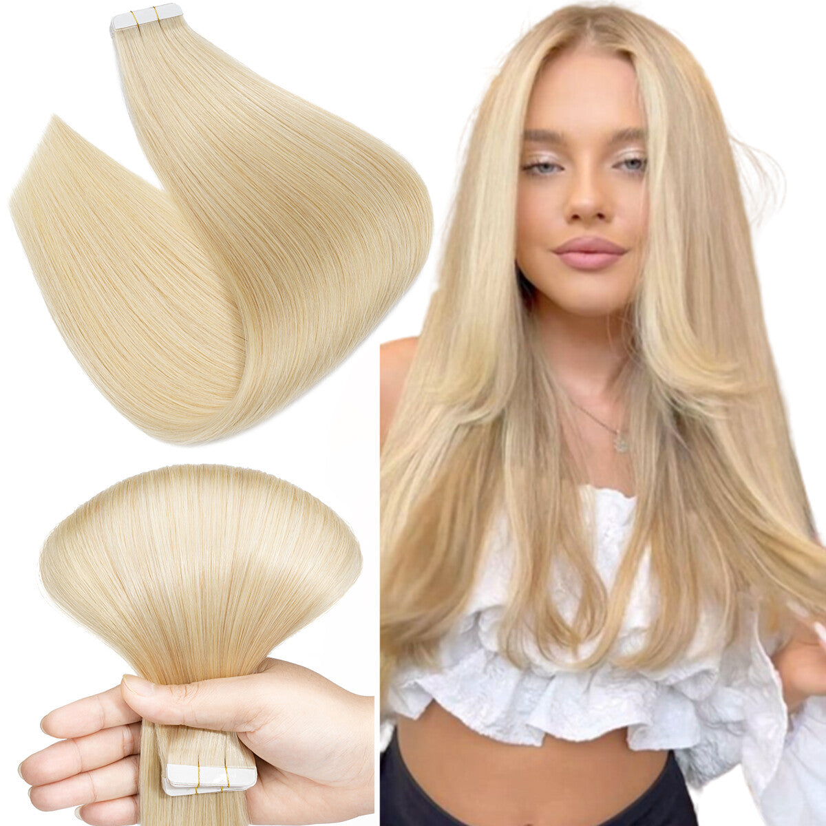 Remy Human Hair Tape-In Extensions Full Head 200g - Multiple Colors & Lengths