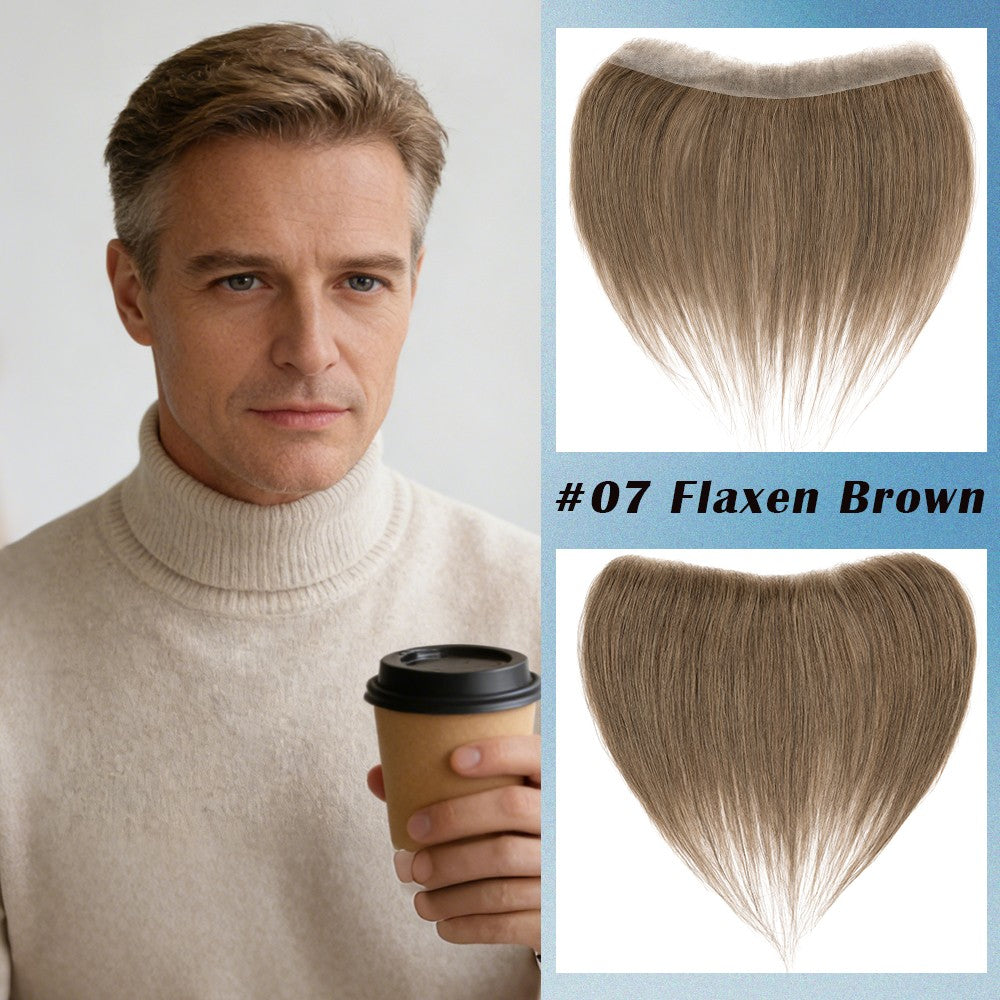 Mens Forehead Hairline Toupee Human Hair Replacement System Front Piece Wig