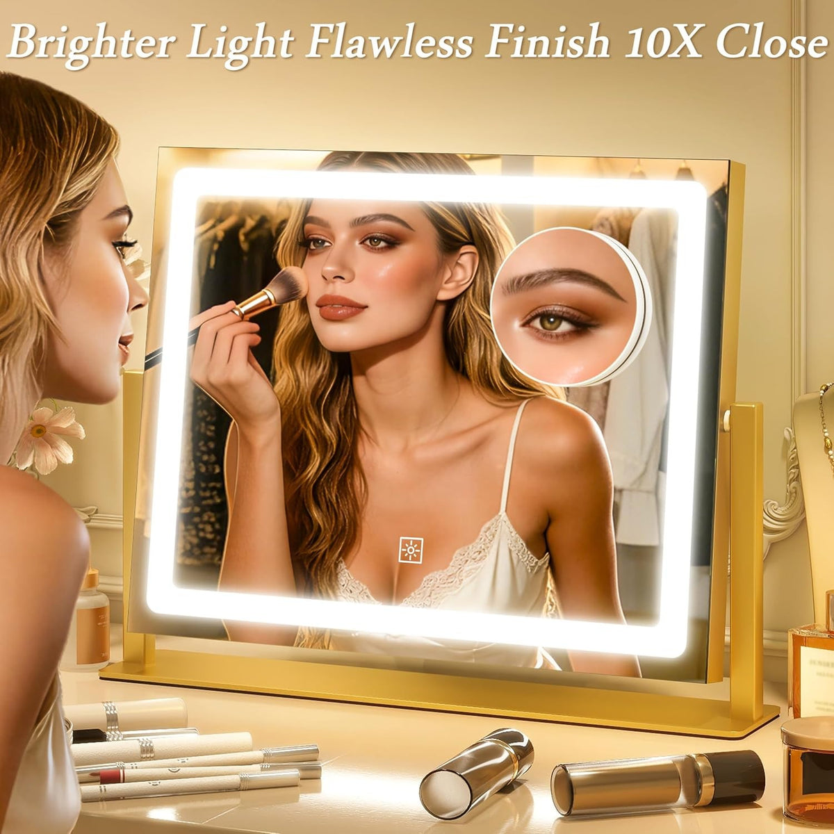 12x16 LED Lighted Makeup Mirror with Dimmable Brightness & 3 Color Modes