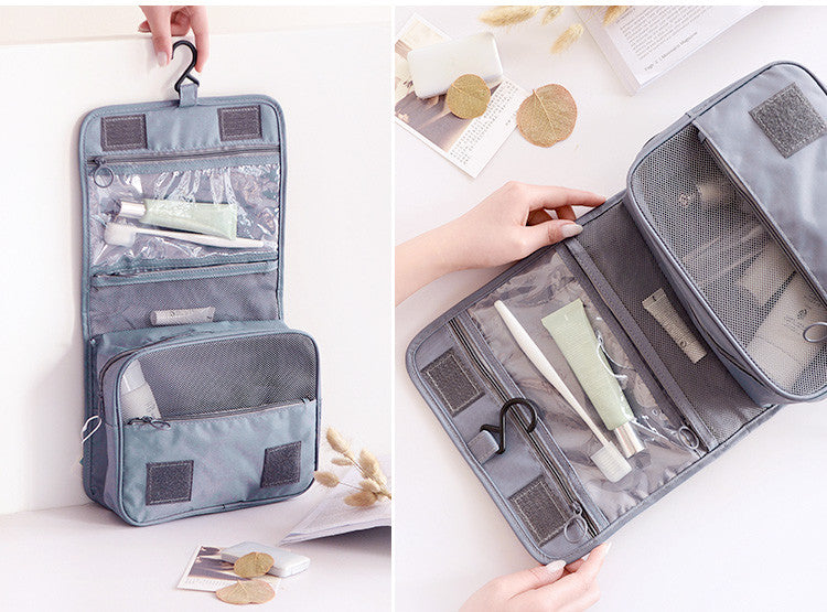 Travel Makeup Organizer Hanging Bag with Multi Mesh Pouches and Waterproof Exterior