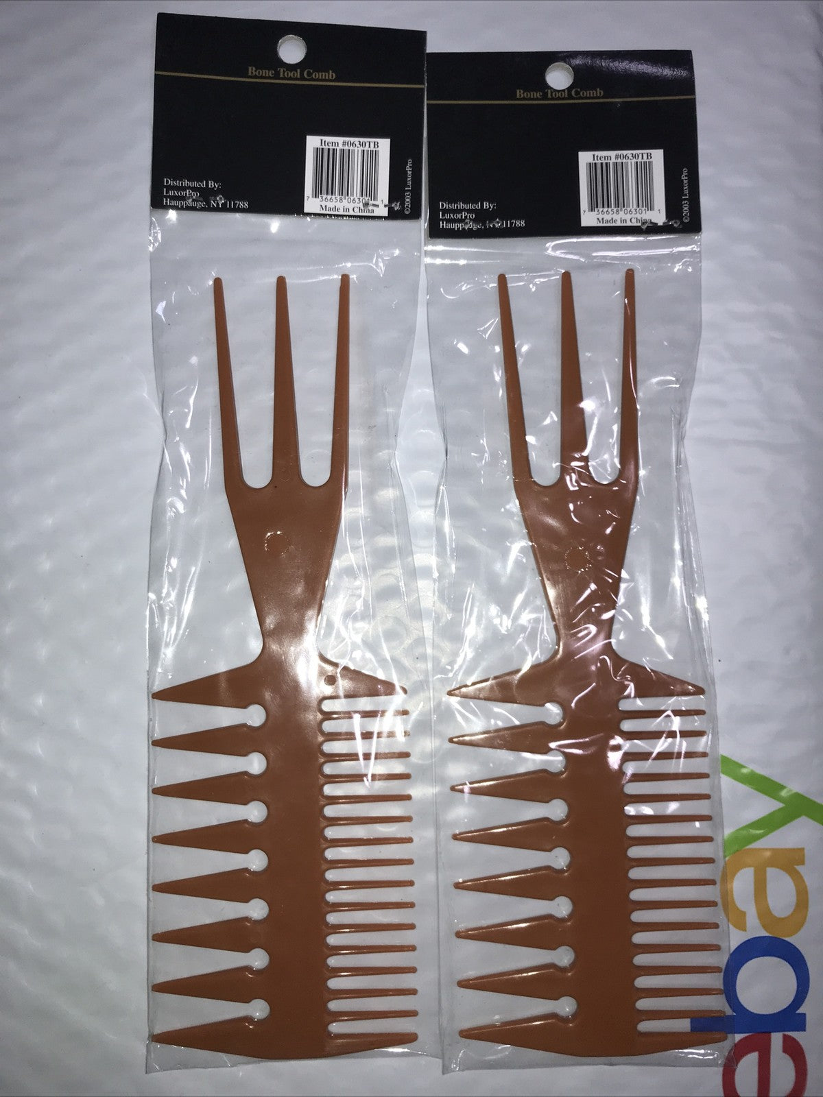Professional Bone Comb Detangler Pick Feather Styling Tool - 2 Pack