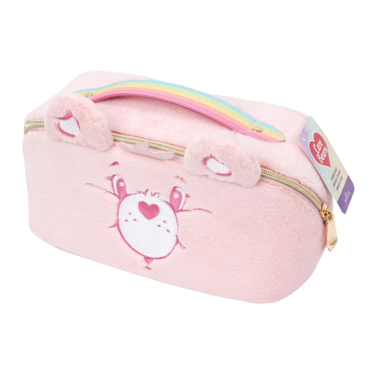 Travel Makeup Bag with Plush Ears & Spacious Organizer - Pink