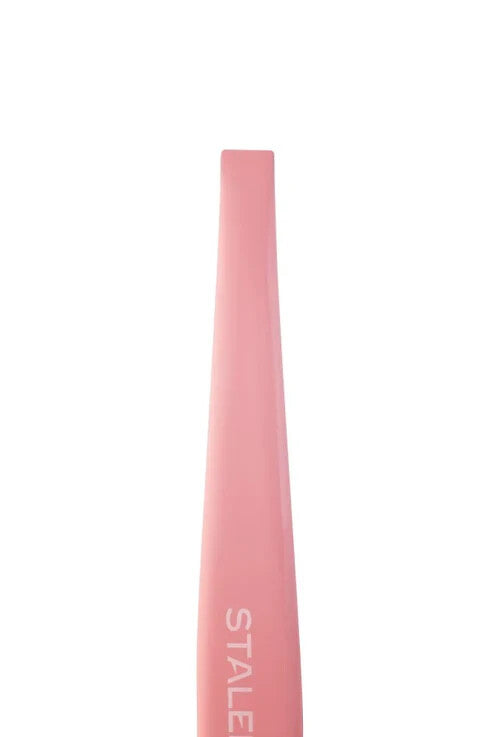 Eyebrow Tweezers with Slanted Edges - Pink Stainless Steel, Precision Grooming