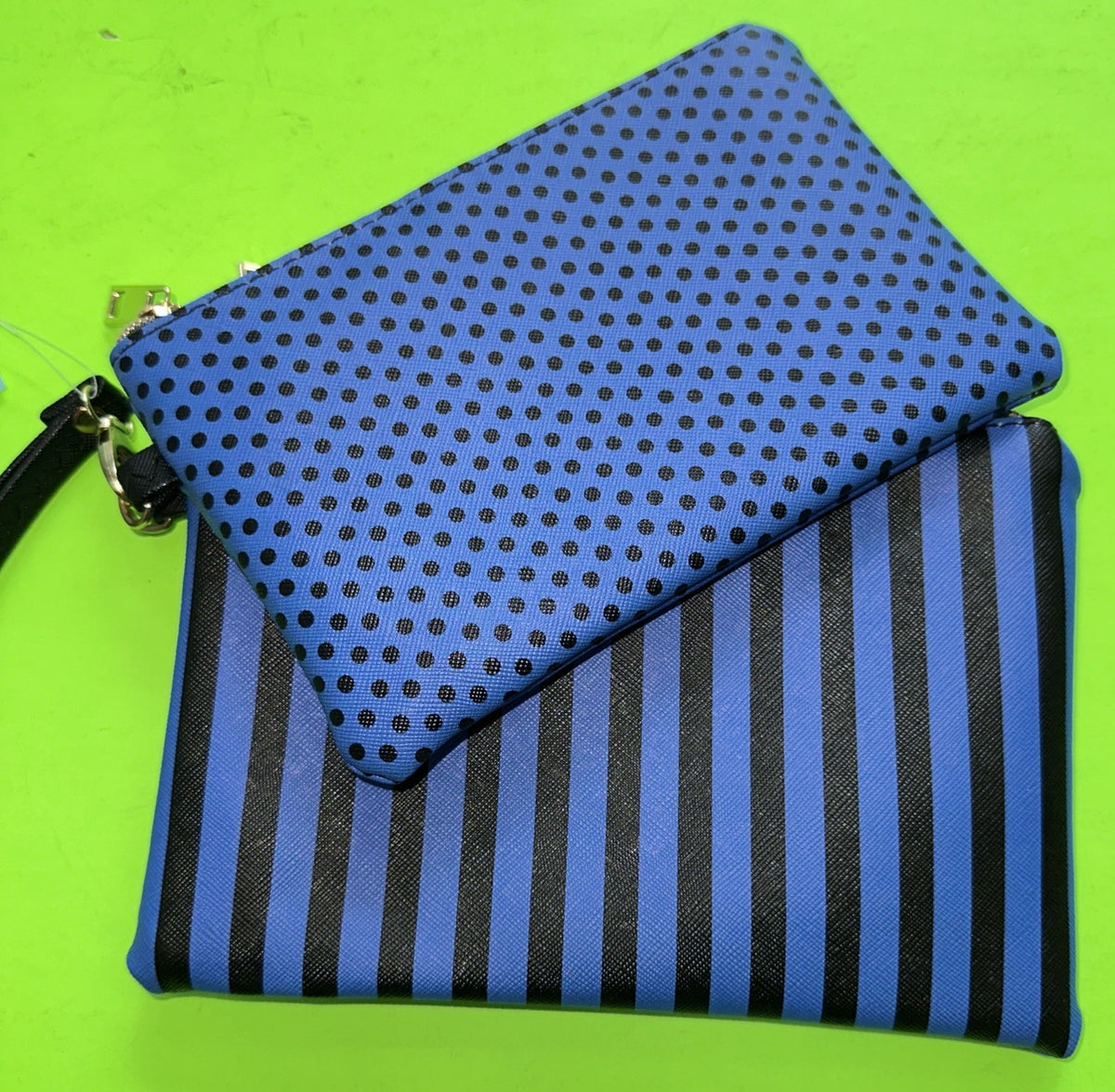 2-Pack Cosmetic Pouch Wristlet Set - Blue & Black Travel Organizer