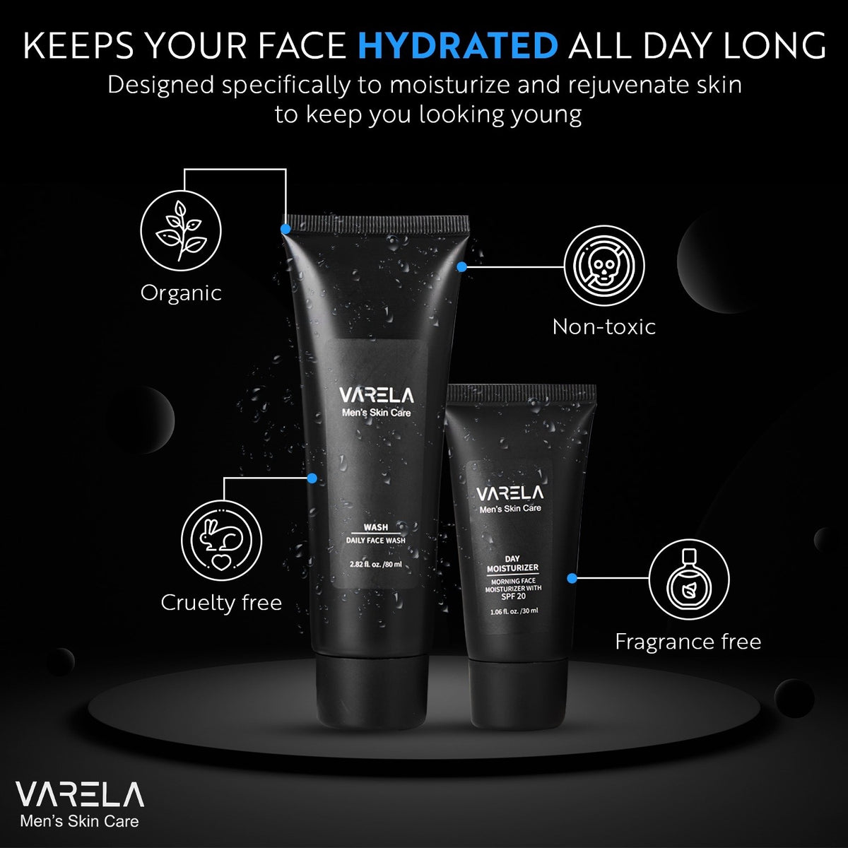 Men's Skin Care Set - Face Wash, Scrub, Day & Night Moisturizers