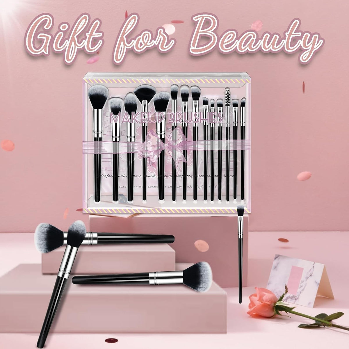 Premium Synthetic Makeup Brush Set 14 Pcs - Travel Friendly Face & Eye Brushes
