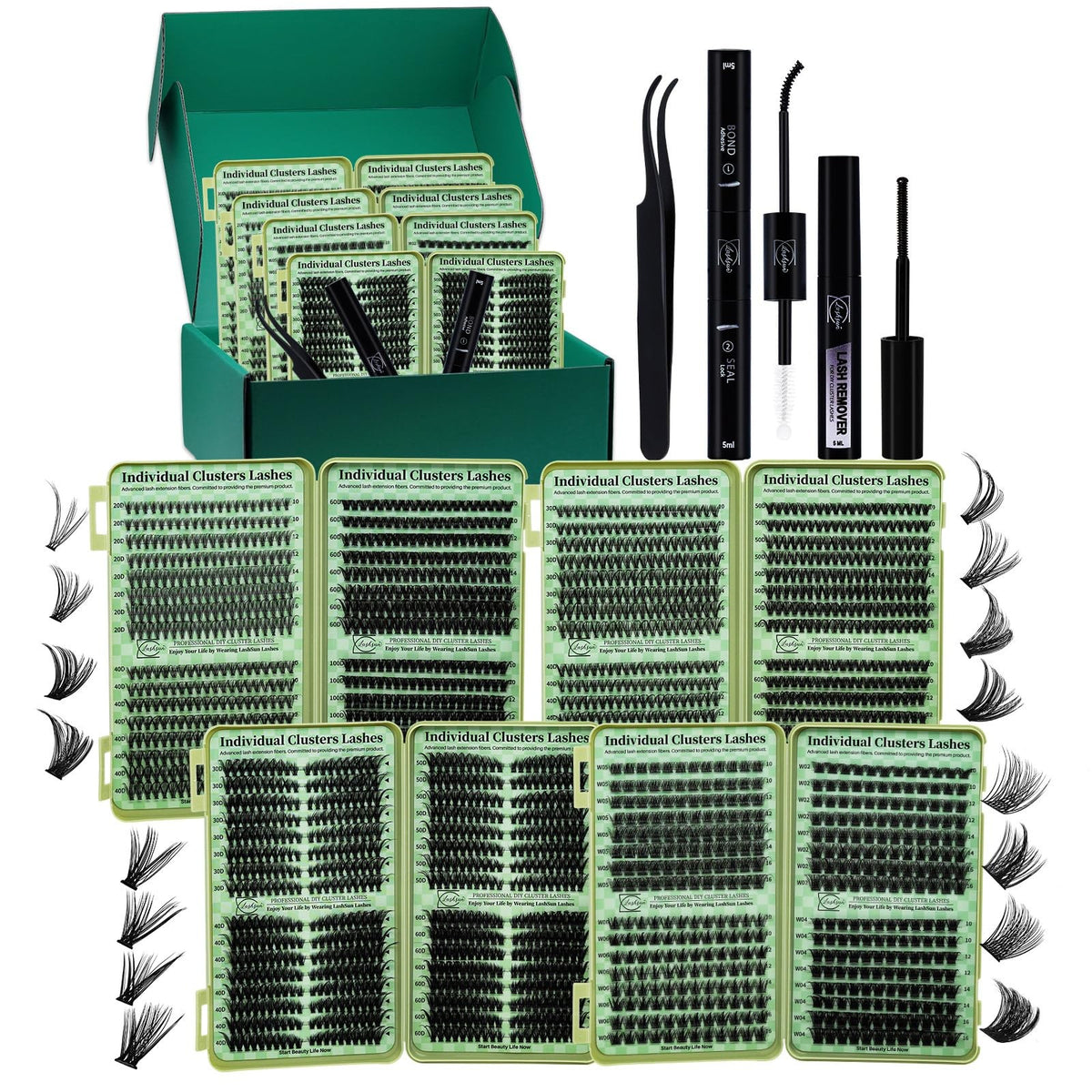 Lash Clusters Kit Wispy False Eyelashes 2304PCS Reusable Strip Lashes