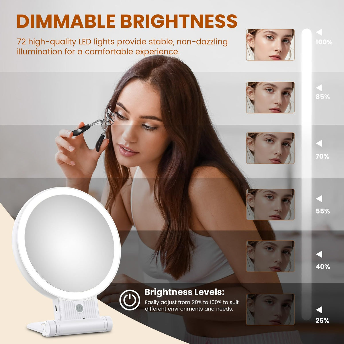 Lighted Makeup Mirror with 1X/30X Magnification, 3-Color LED, Rechargeable