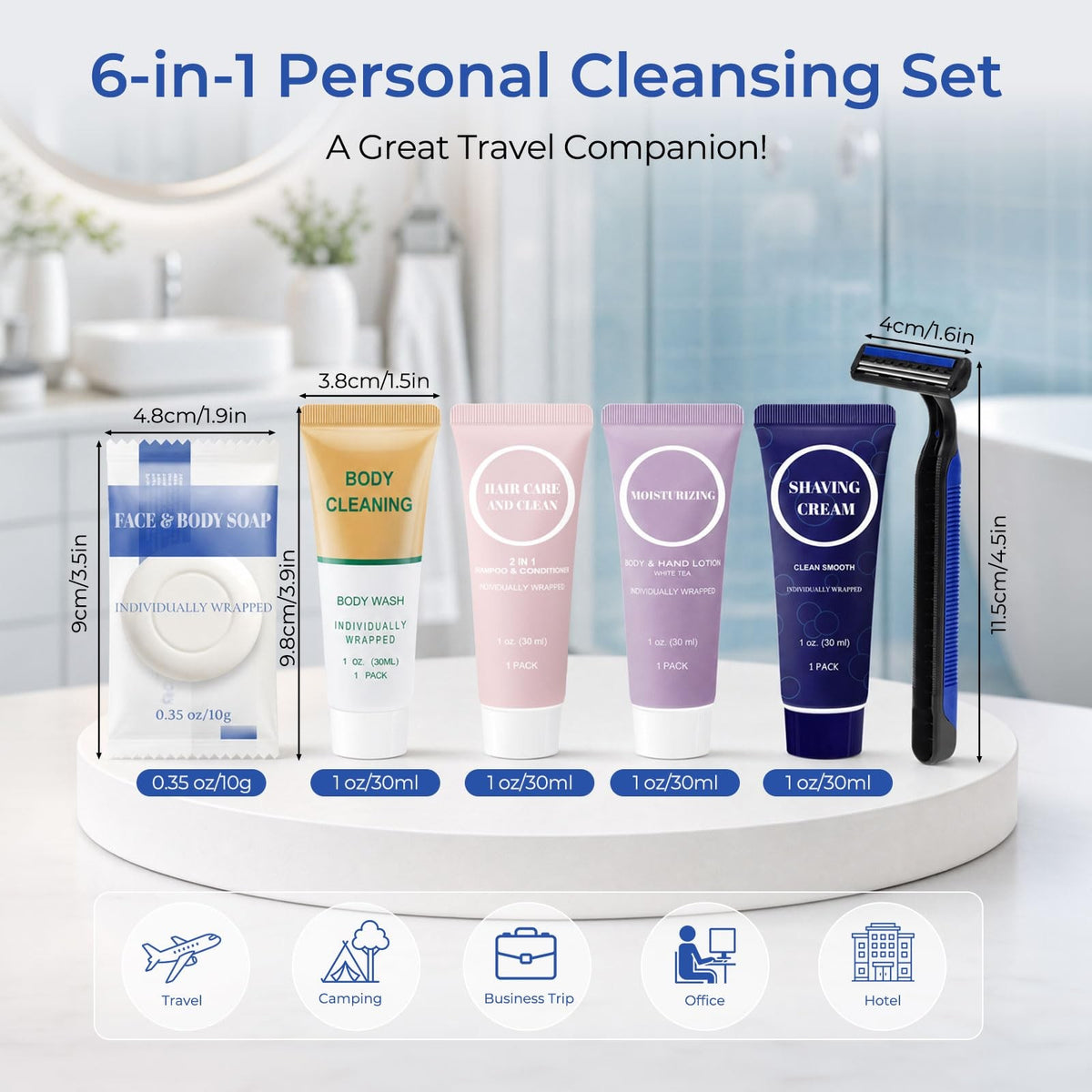 Travel Size Toiletries Kit Bulk 1 Fl Oz - Individually Wrapped 25 Pack
