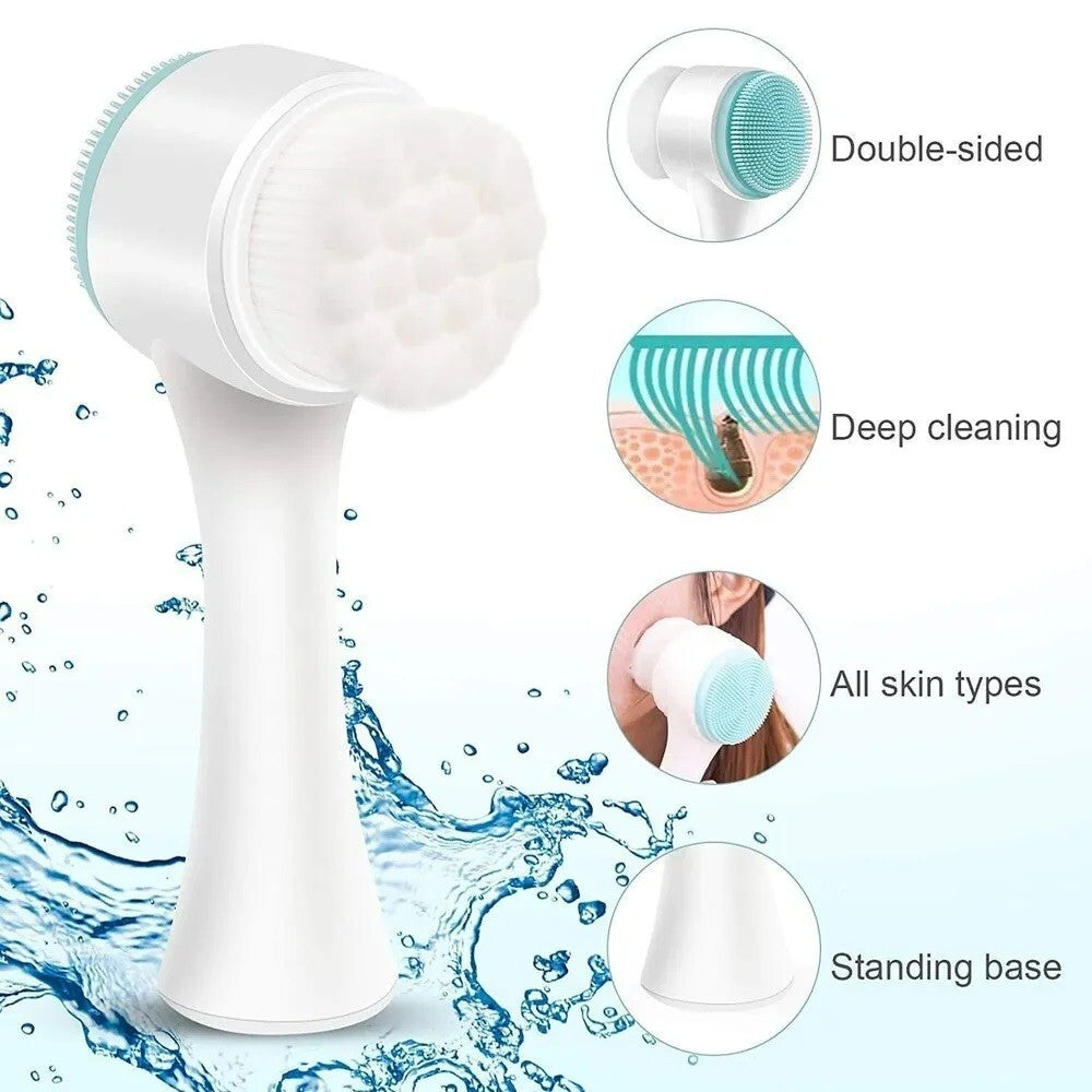 Dual-Action Facial Cleansing Brush for Sensitive Skin