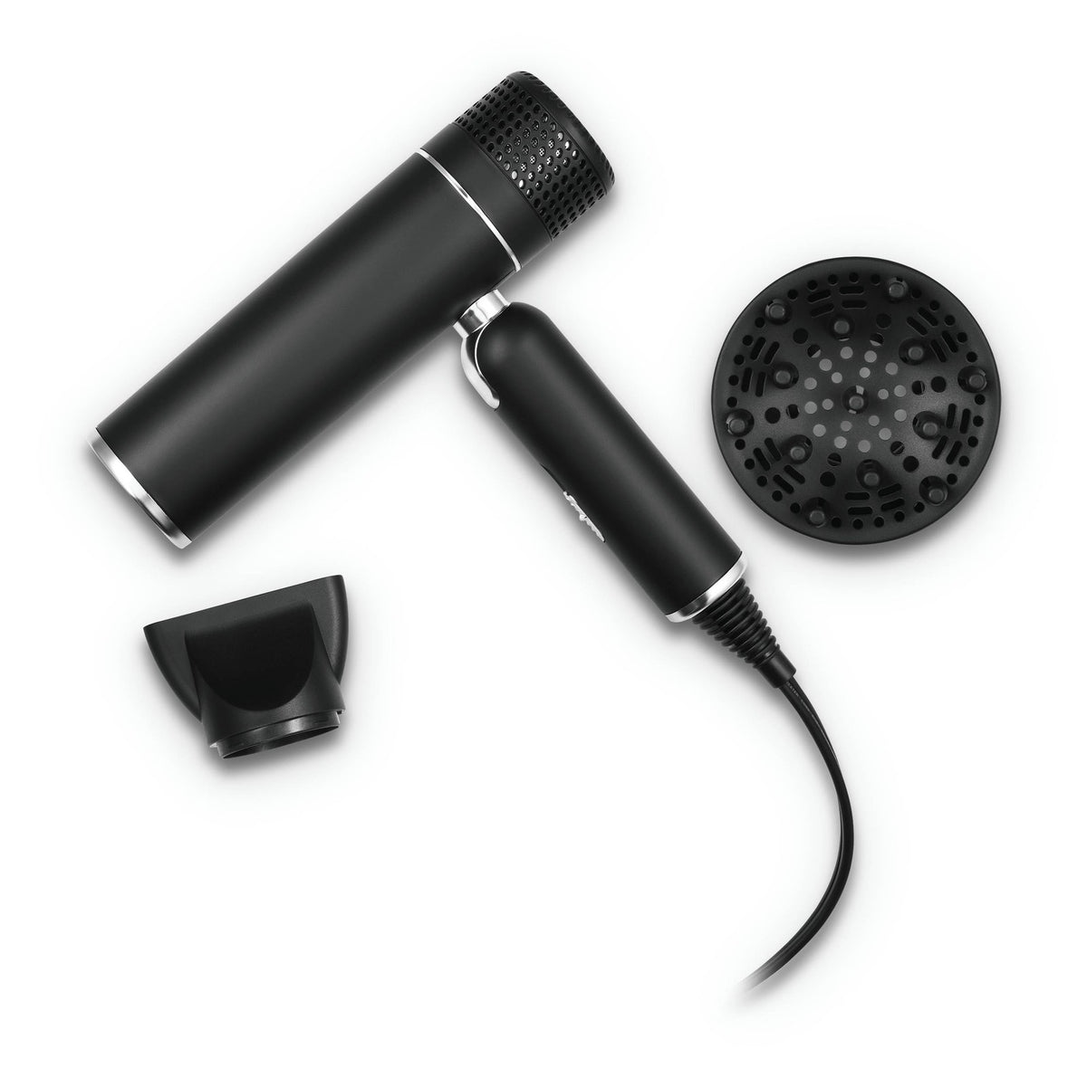 Foldable Lightweight Hair Dryer with Powerful Motor - Black