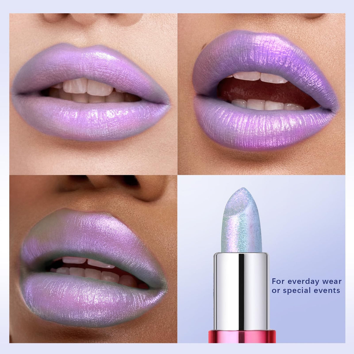 Chameleon Color-Shifting Glitter Lipstick - Silver Pink 0.12oz