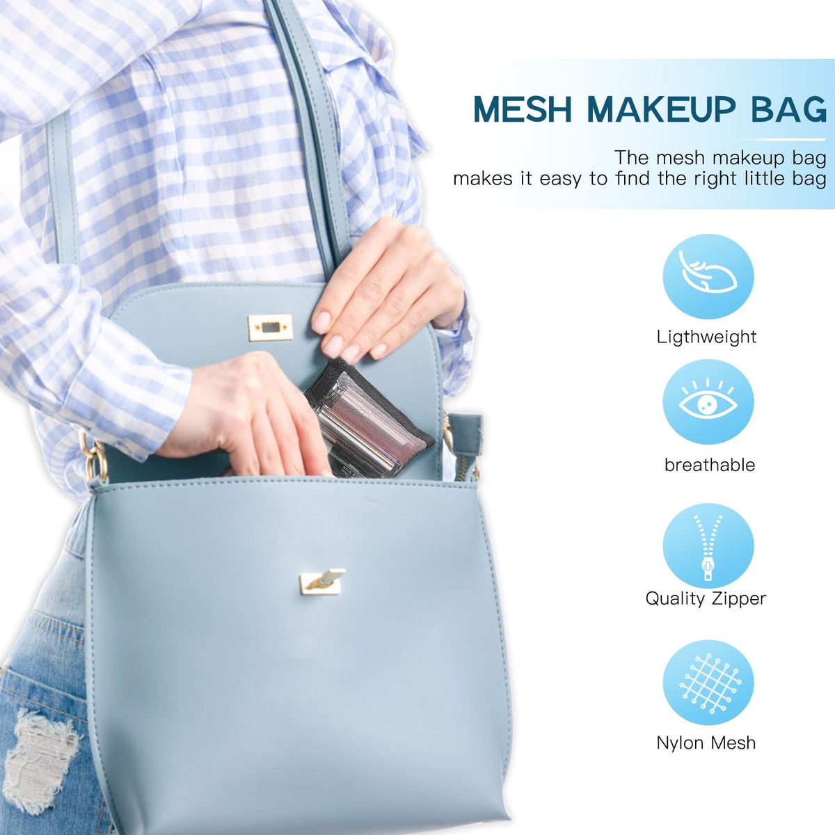 Mini Mesh Zipper Pouch Set - Portable Coin and Cosmetic Organizer, 6 Pieces