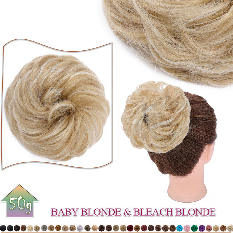 Curly Messy Bun Hair Extension Scrunchie Natural Updo Thick Human Hair