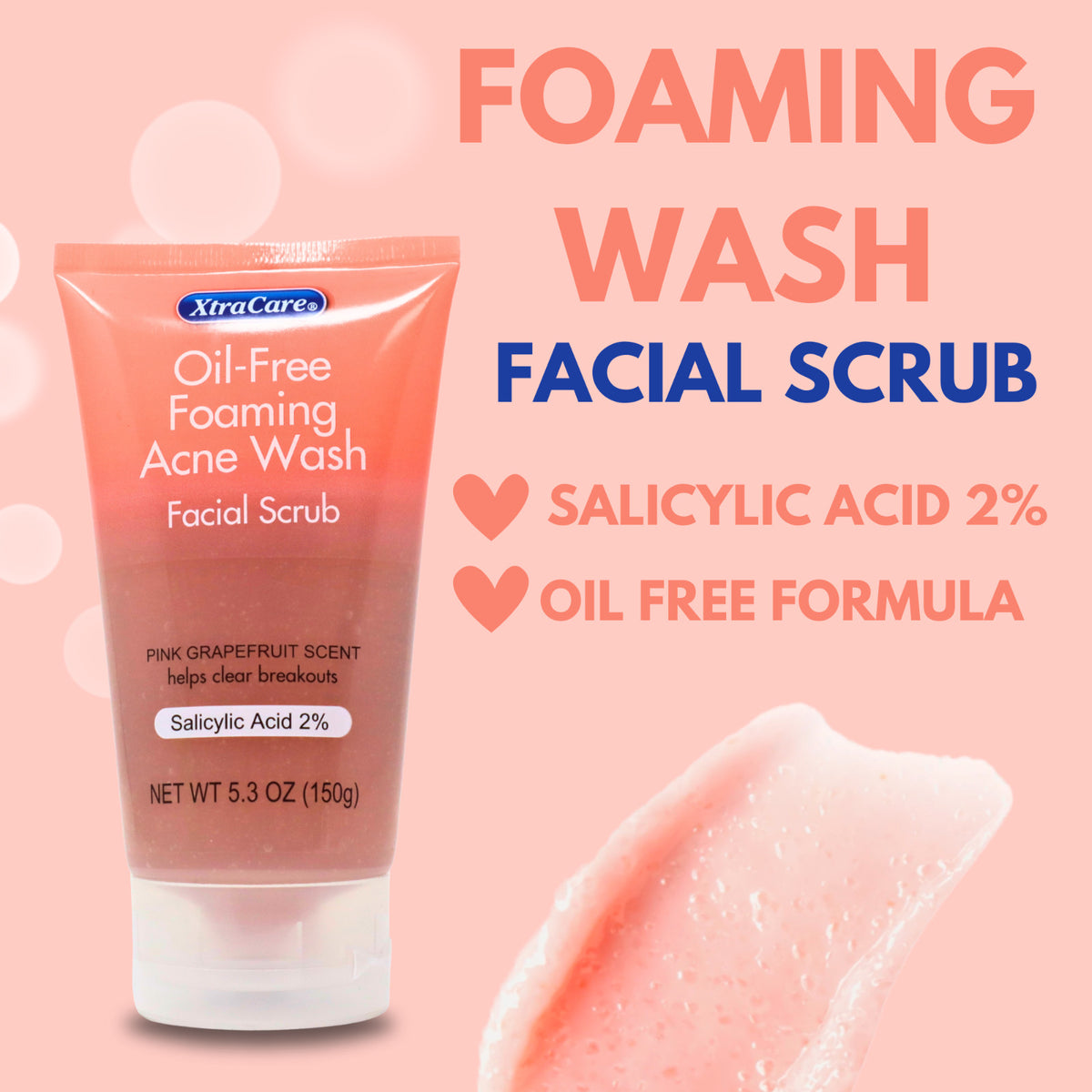 XtraCare Oil-Free Foaming Acne Wash, Facial Scrub, 5.3 fl oz –