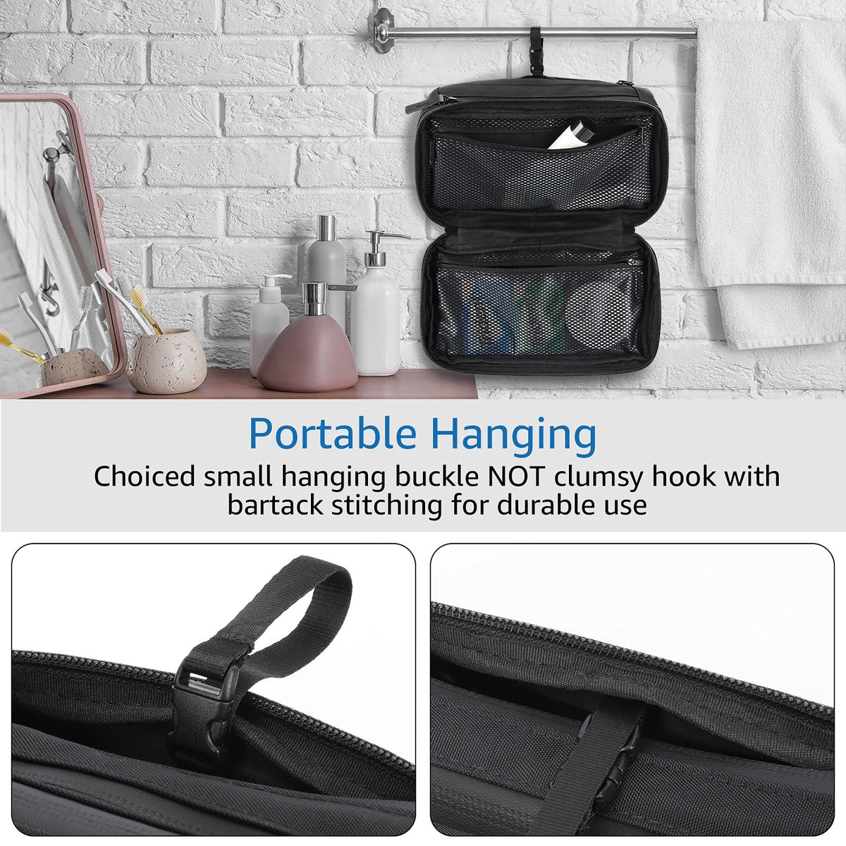 Men's Waterproof Travel Toiletry Bag Hanging Dopp Kit Compact Organizer
