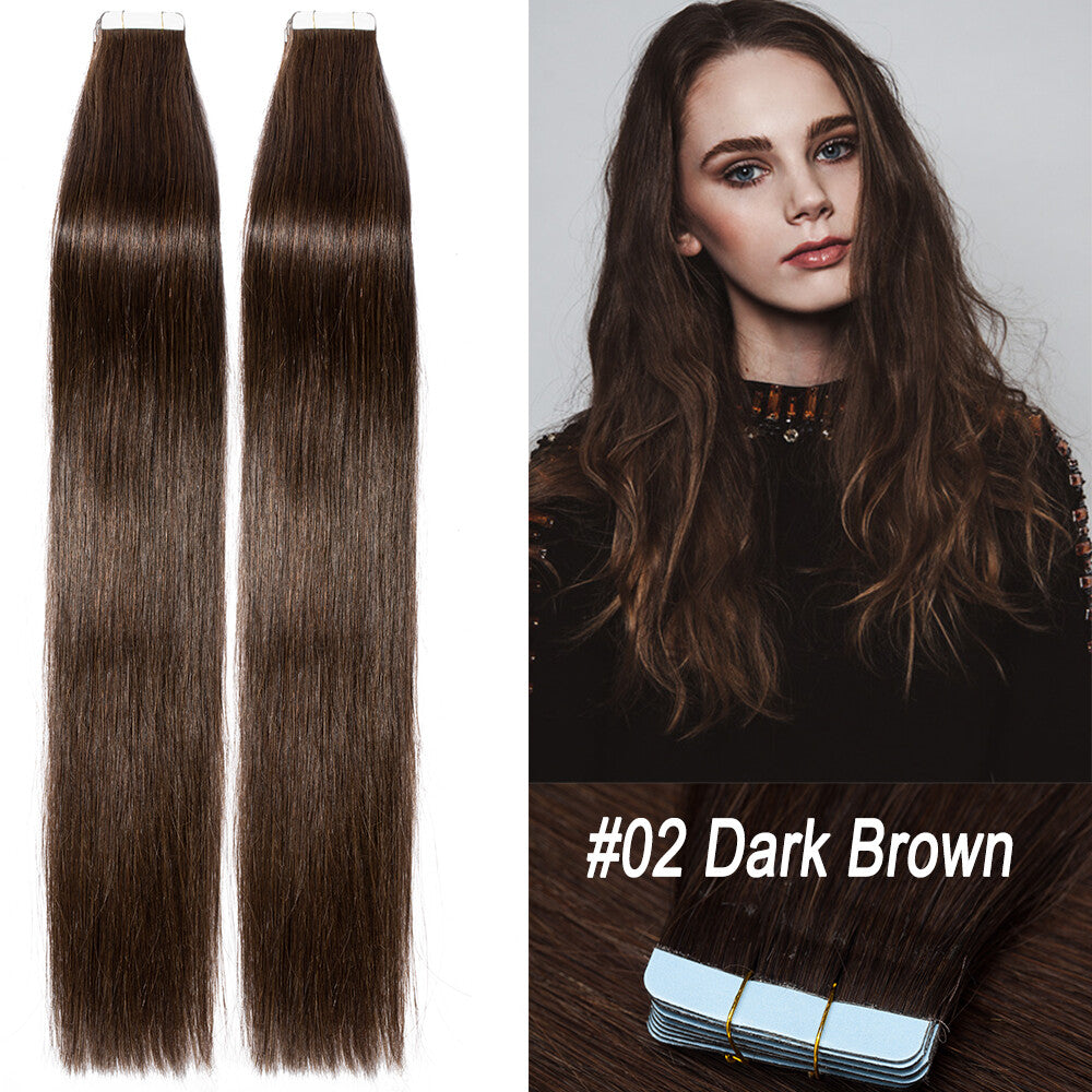 Thick Tape in Remy Human Hair Extensions Invisible Skin Weft Full Head