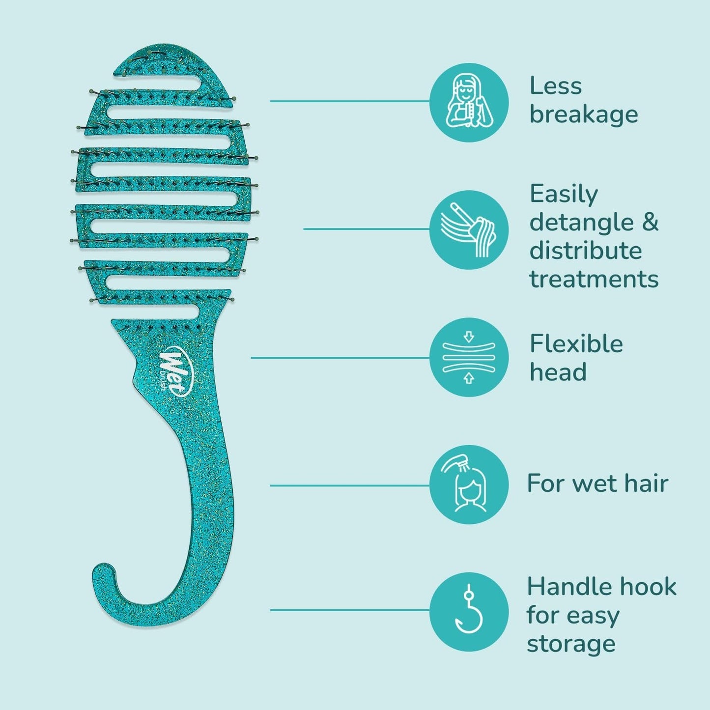 All-in-One Shower Hair Detangler Brush with Glitter - Effortless Knot Removal