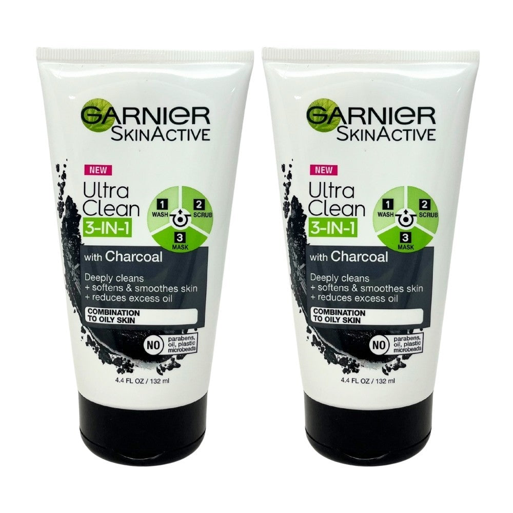 Charcoal Face Wash, Scrub & Mask 3-In-1, 4.4oz (2-Pack)