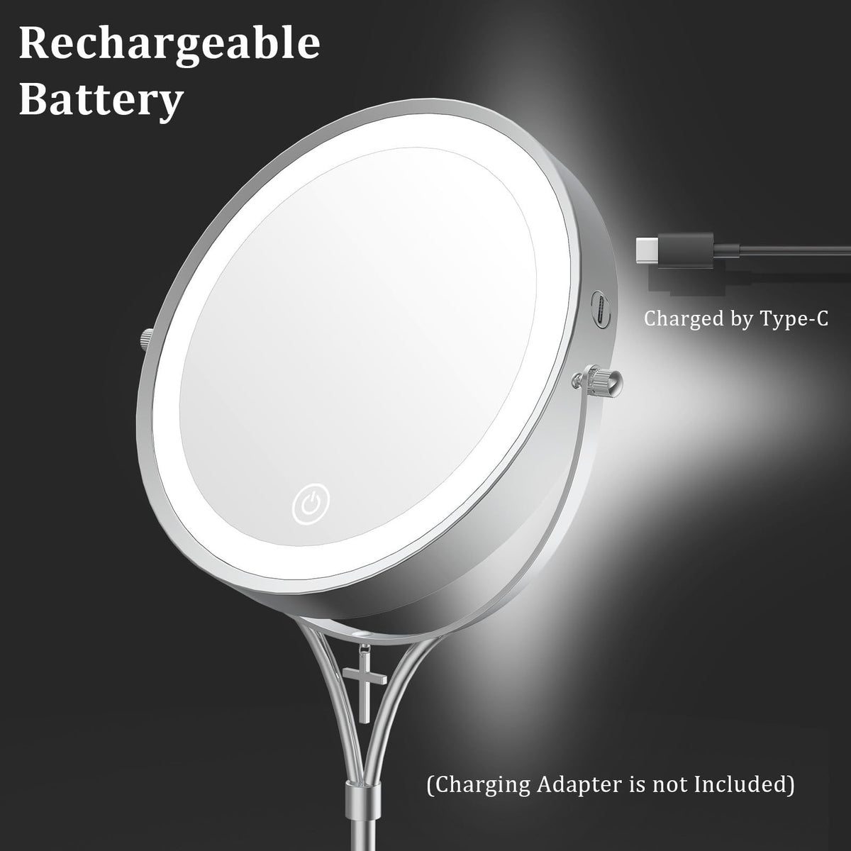 Lighted Magnifying Makeup Mirror with 3 Color Lights & Cross Charm - 7 Inch Adjustable Vanity Mirror