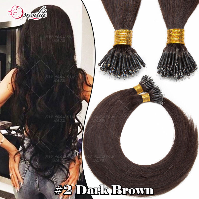 Human Remy Hair Extensions Micro Loop Nano Ring Full Head Salon Use