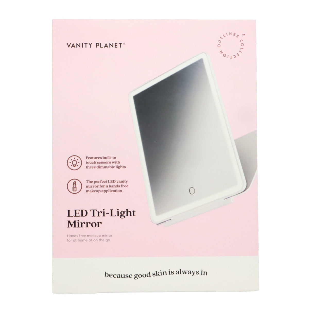 Dimmable LED Tri-Light Makeup Mirror Hands-Free Vanity Mirror with USB Rechargeable