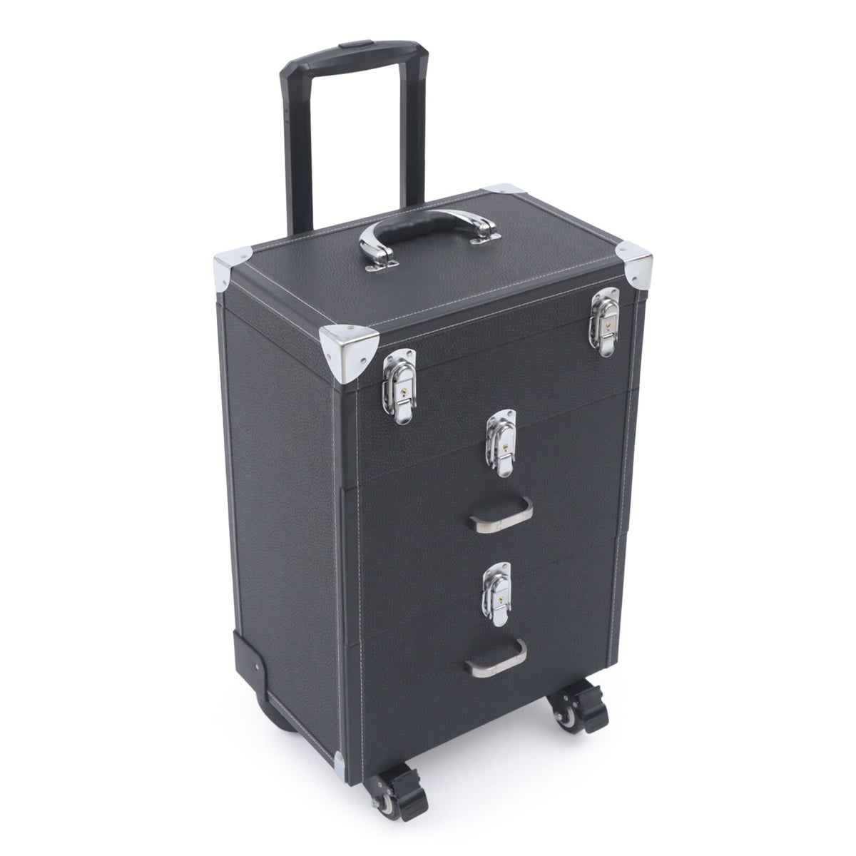 3-Tier Rolling Makeup Organizer Case with Wheels for Cosmetics and Nail Polish Storage