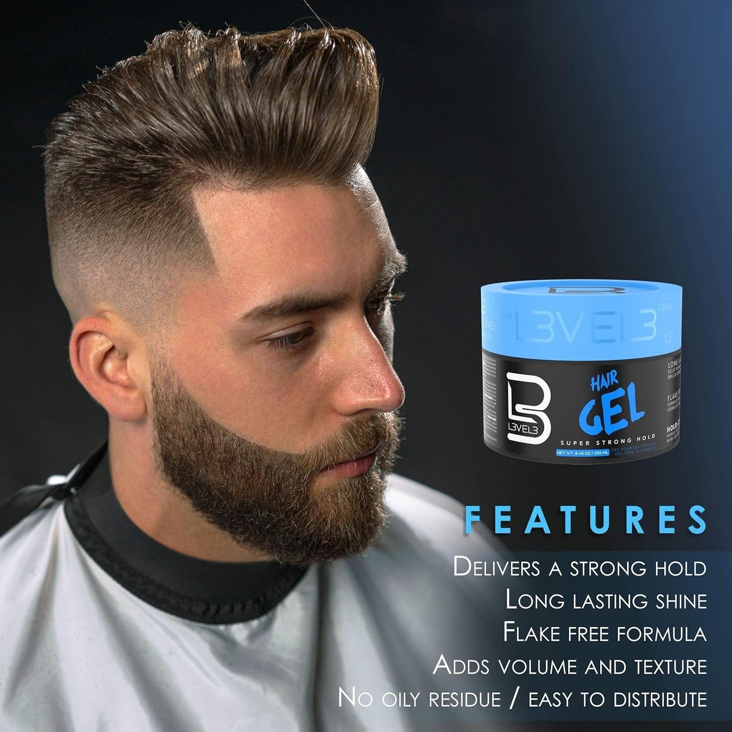Super Strong Hair Gel with Flake-Free Shine & Volume - 8.45 oz