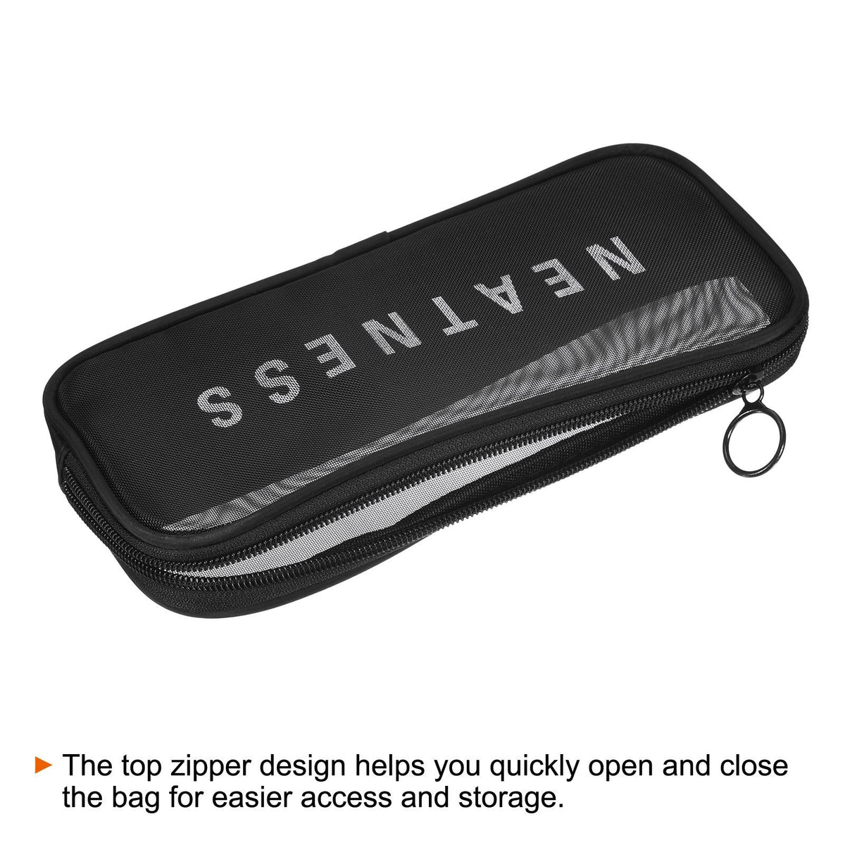 Mesh Toiletry Bag Travel Cosmetic Organizer Zipper Pouch Black