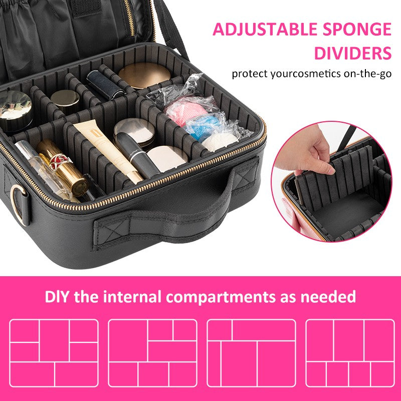 Travel Waterproof Makeup Bag with LED Light Mirror and Handle