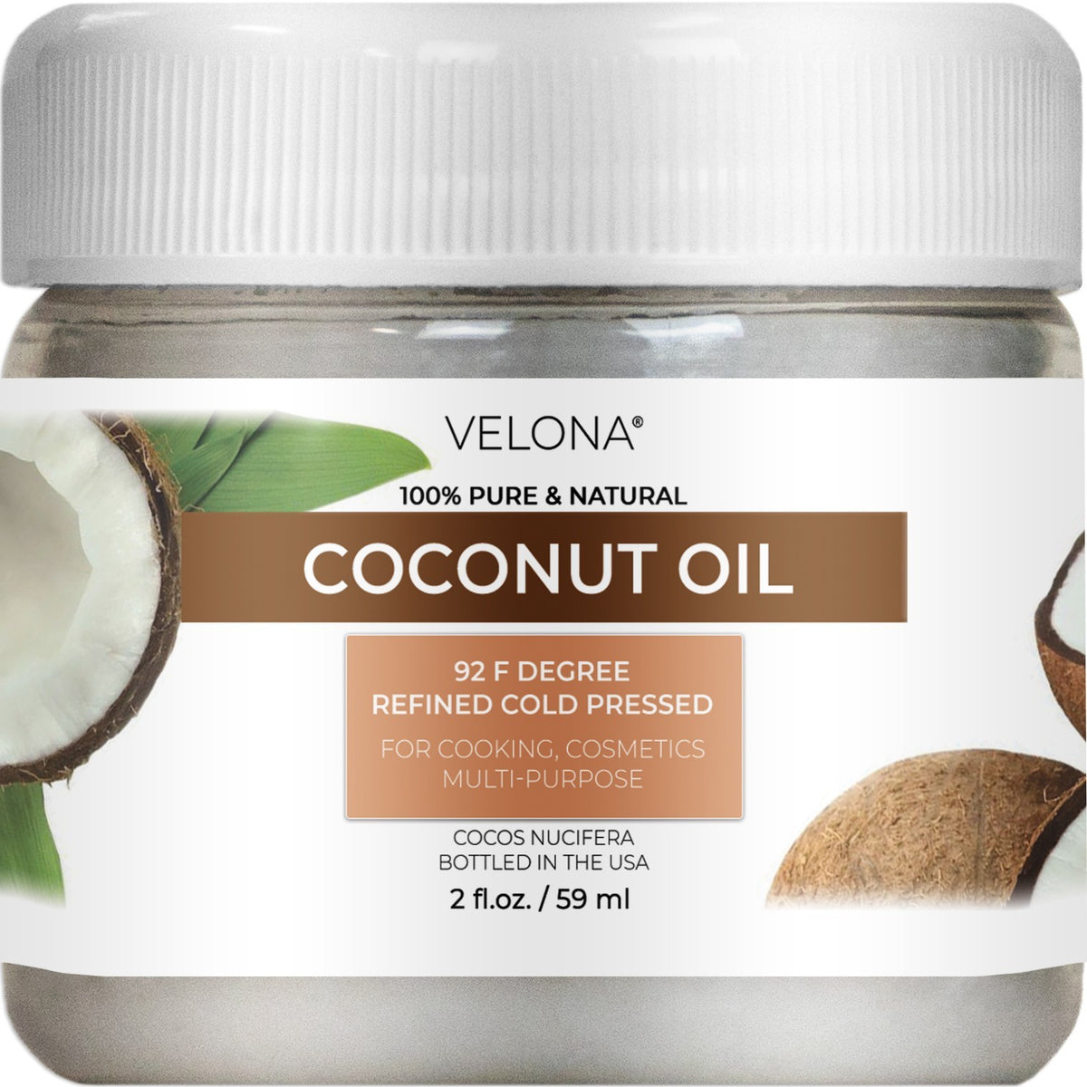 Pure Refined Coconut Oil 92 Degree - Multiple Sizes for Skincare & Cooking