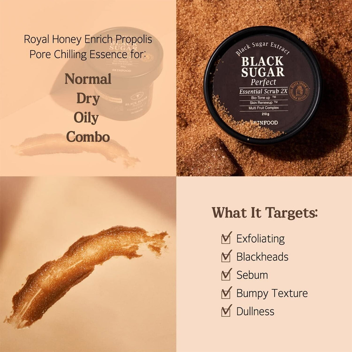 Skinfood Black Sugar Perfect Essential Scrub 2X 7.40 oz / 210g