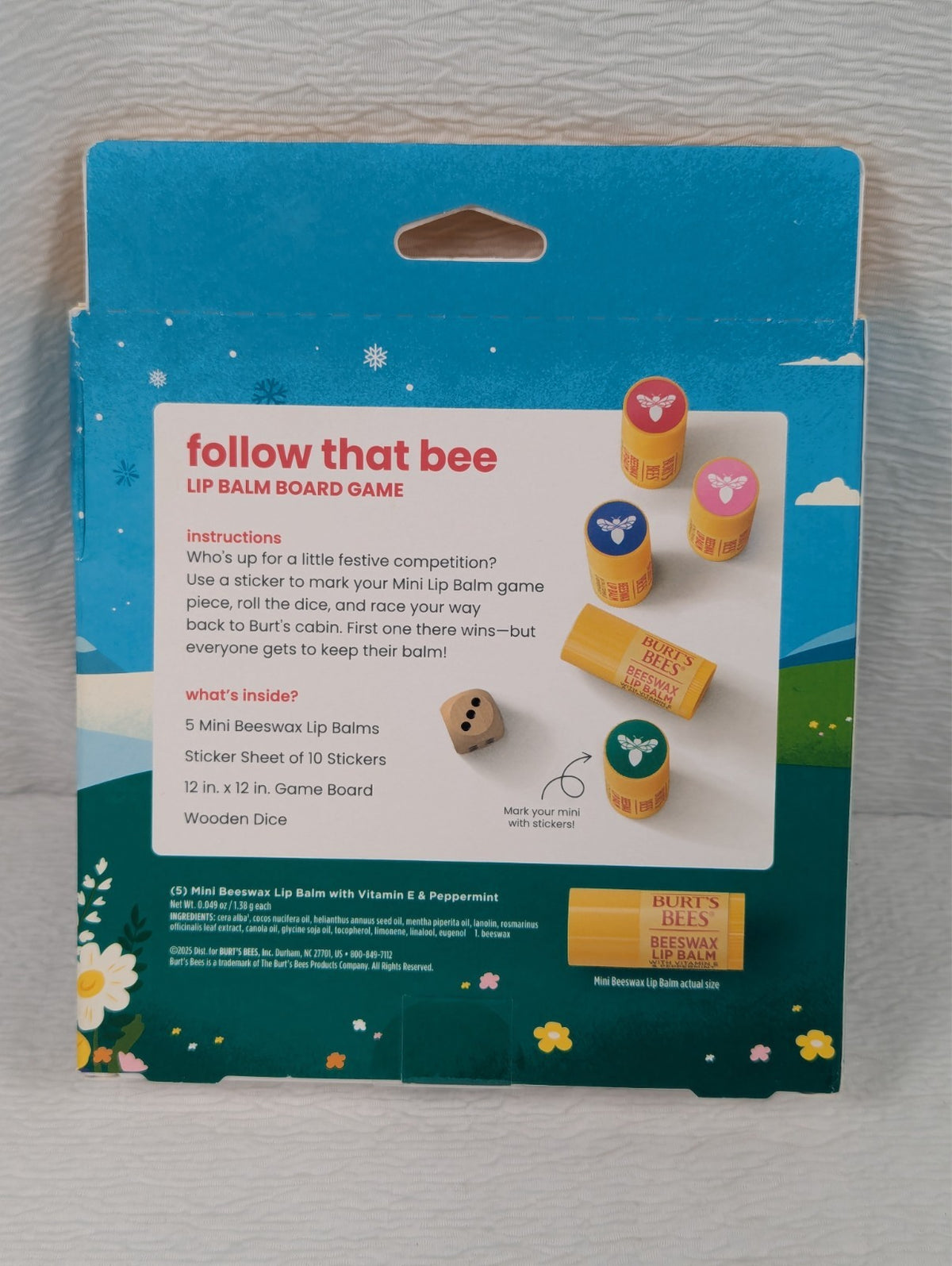 Follow That Bee Board Game with Lip Balm Set, Stickers & Dice - Burt's Bees
