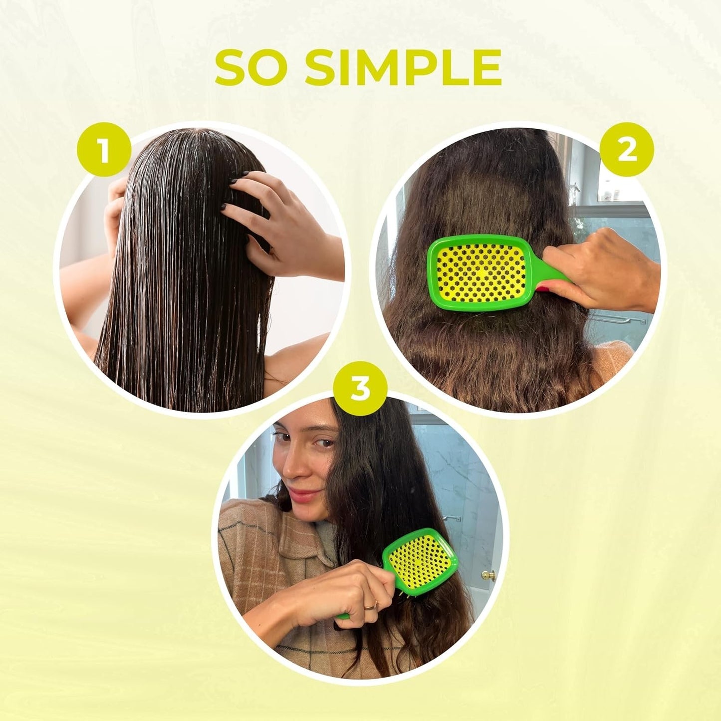 Detangling Hair Brush for Wet & Dry Hair - Lemon Lime Green