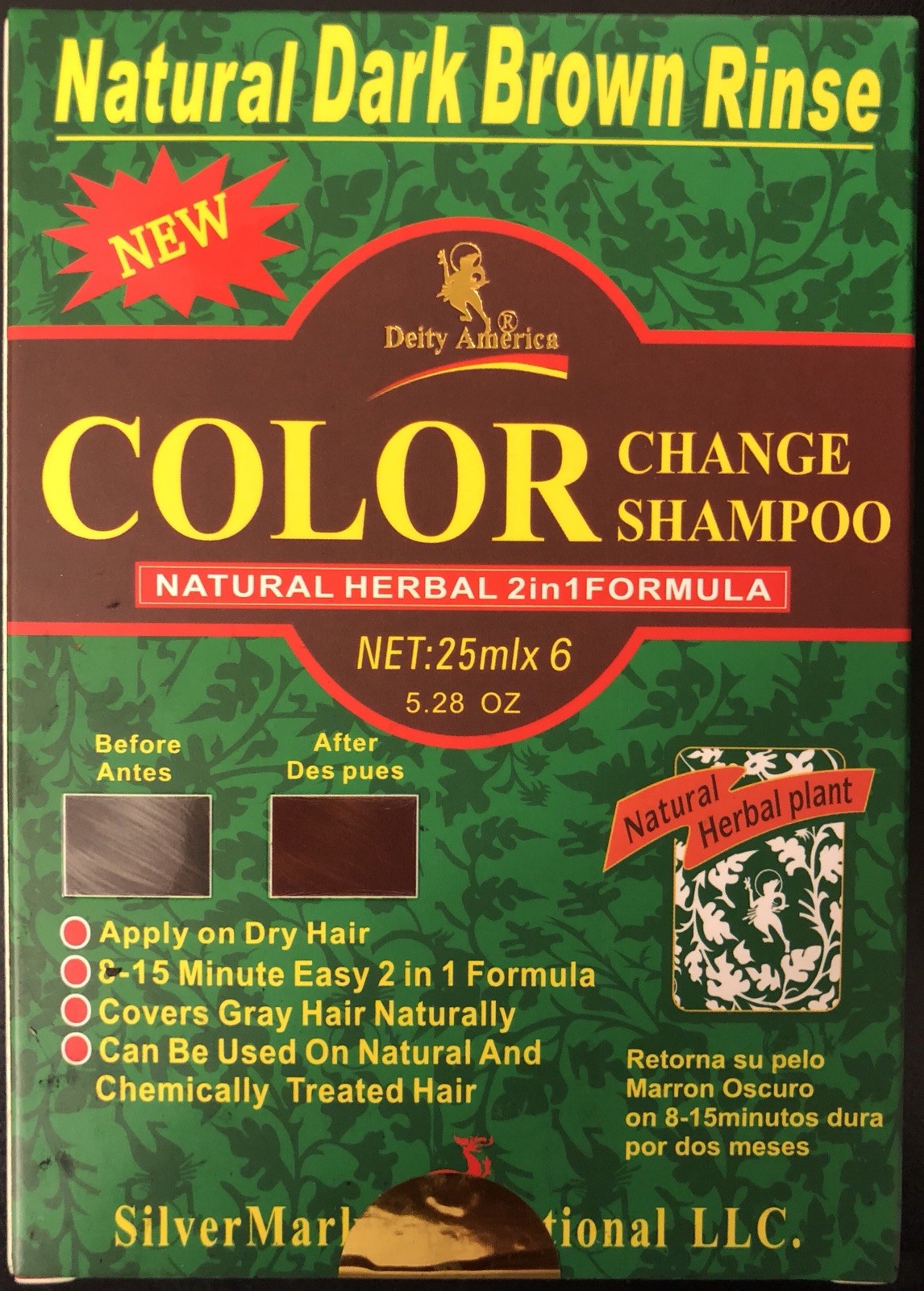 Dark Brown Hair Rinse Color 6-Pack - Natural Hair Color Remover