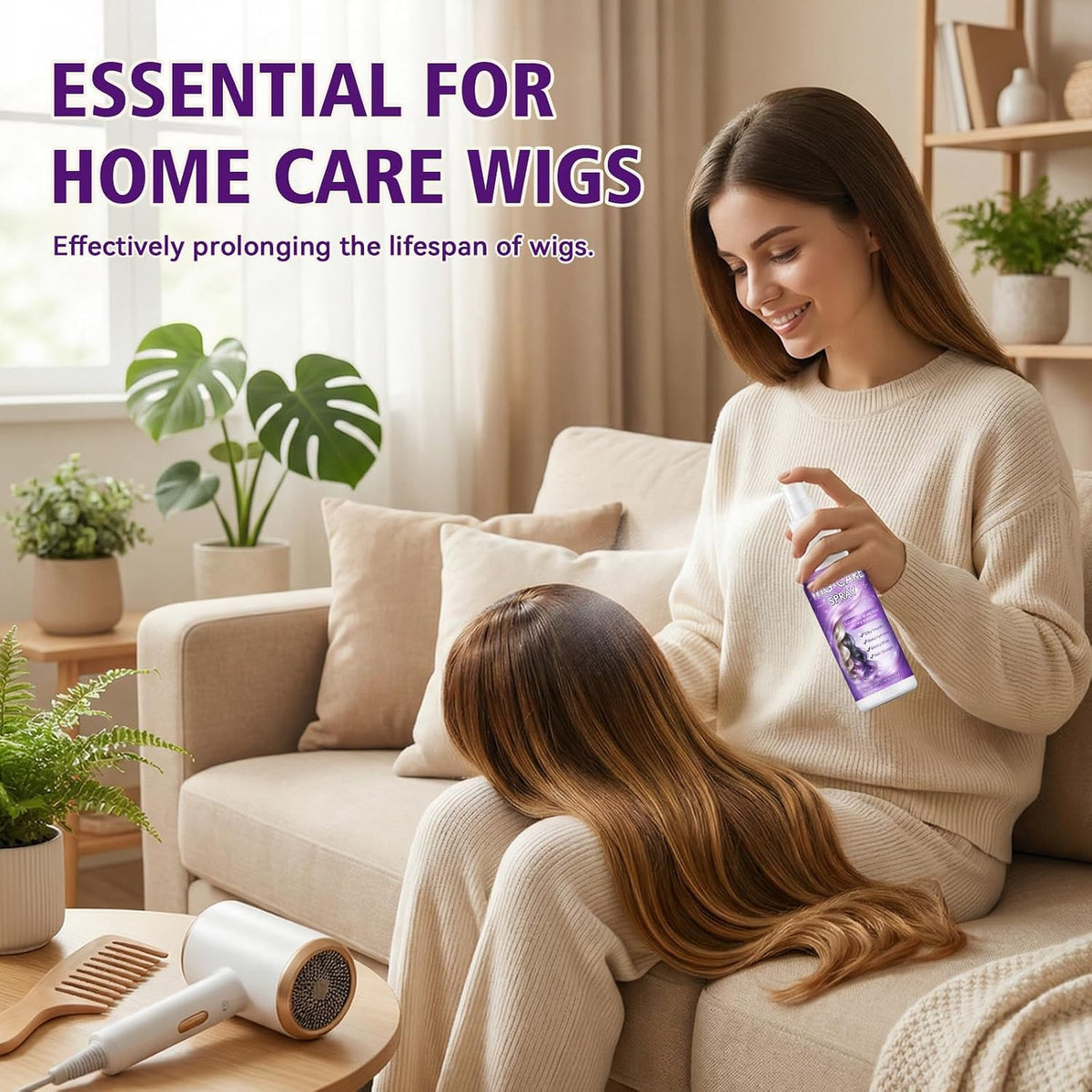 Synthetic Wig Spray with Frizz Control & Shine - Hydrating Detangler 120ml