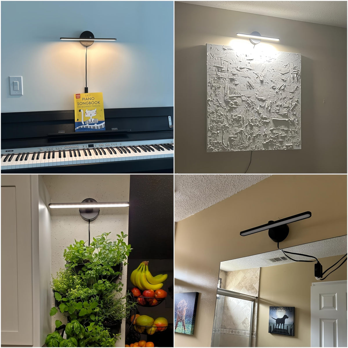 16-Inch Matte Black Bathroom Vanity Light LED Wall Sconce