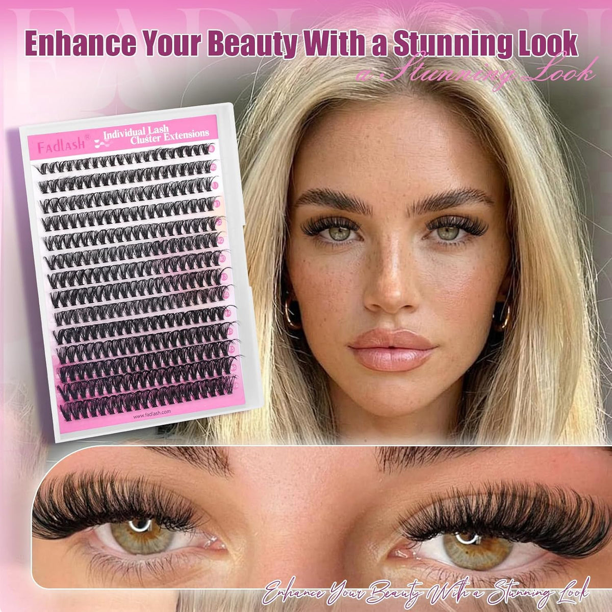 Individual Lash Clusters 280PCS D Curl Eyelash Extensions for DIY & Beginners