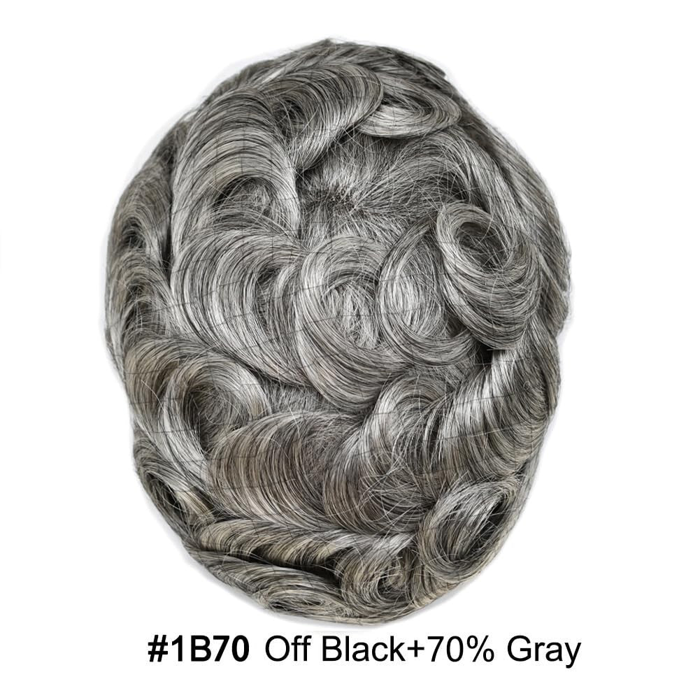 Swiss Lace Hair System for Men - Human Hair Toupee with Light Density