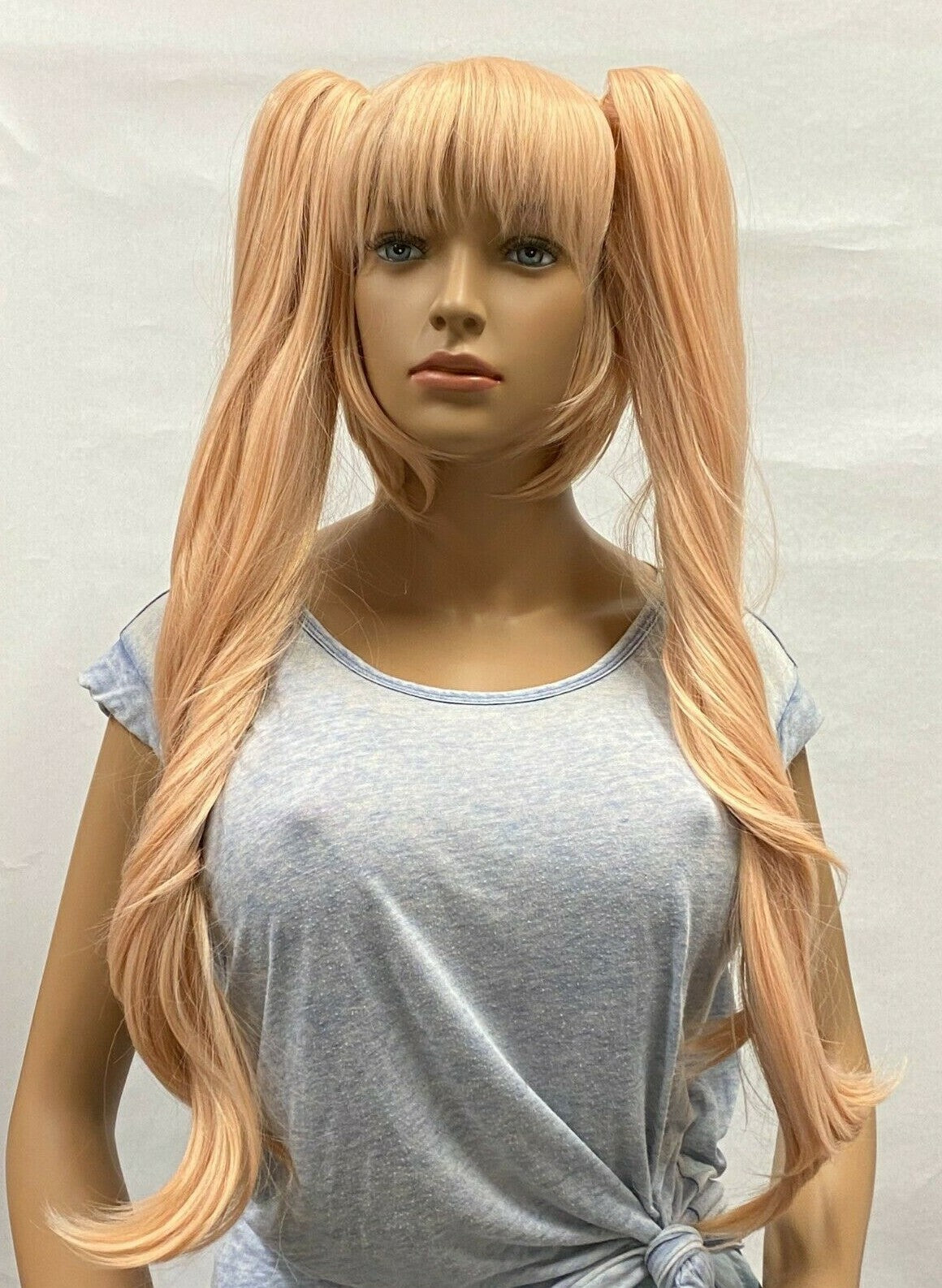 Pink Anime Cosplay Wig with Layered Short Hair & Long Ponytails - Adjustable Synthetic