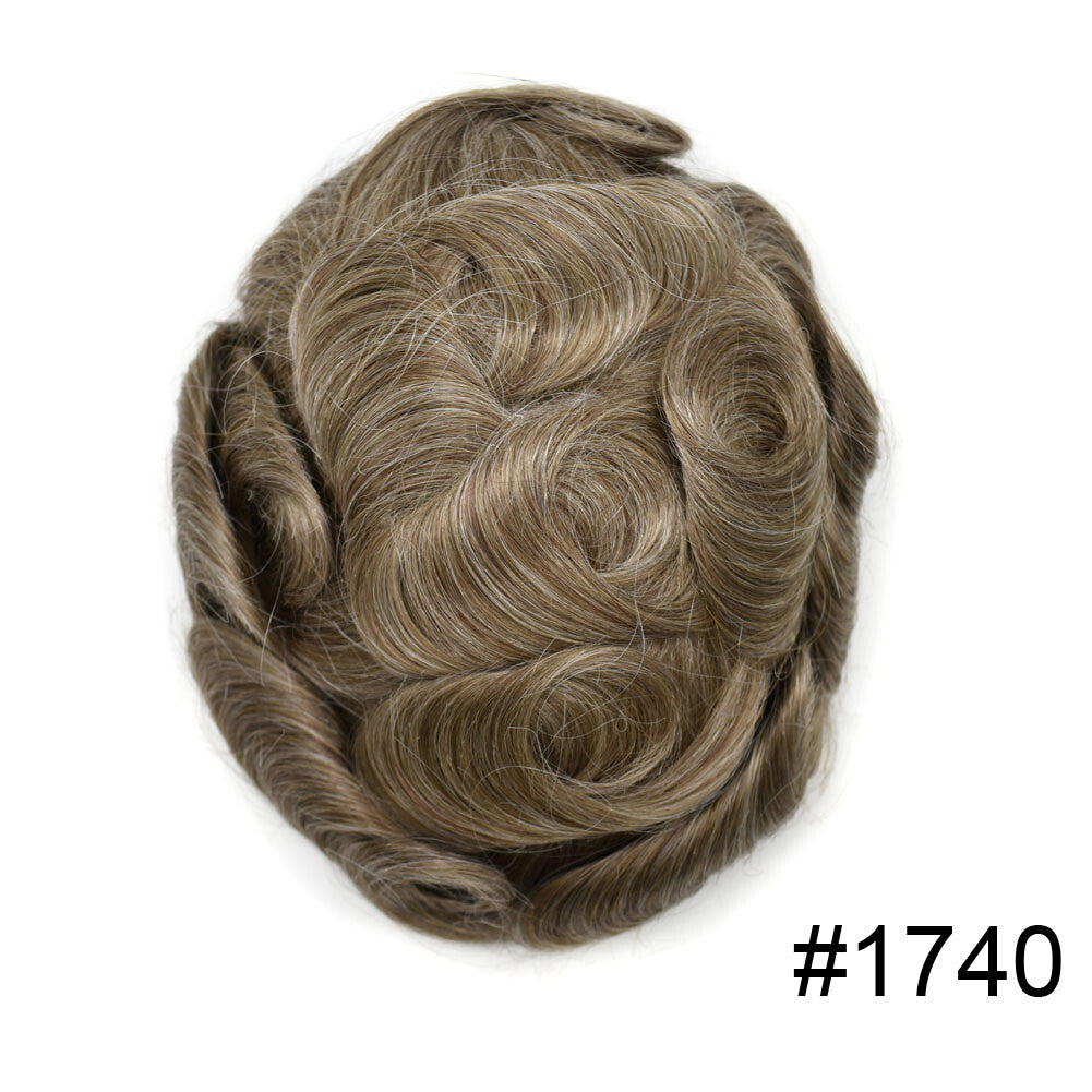 French Lace Front Mens Hair Toupee with Poly PU Base - Natural Hair Replacement System