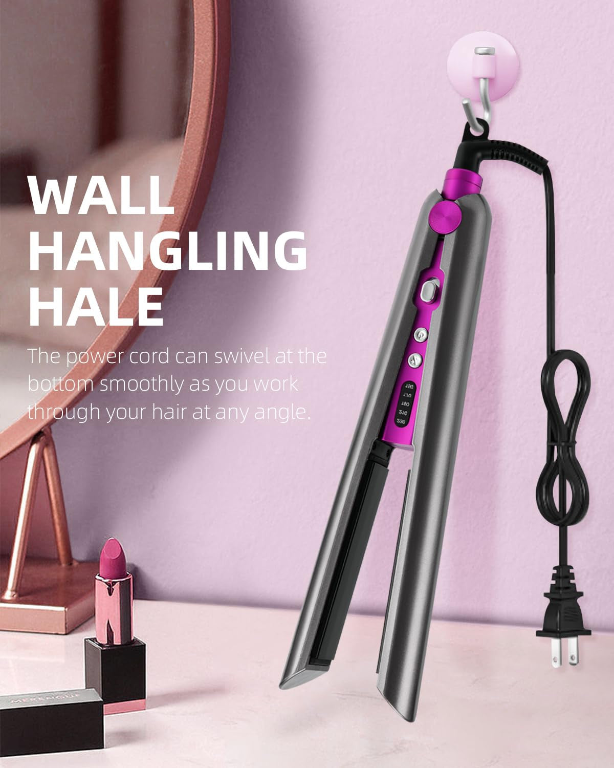 Ceramic Hair Straightener & Curling Iron 1 Inch Flat Iron with Digital Temp Control