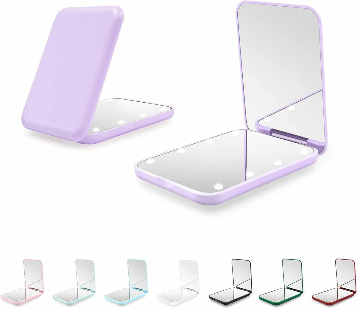 Portable LED Pocket Mirror with 1X/3X Magnification and Bright Lights