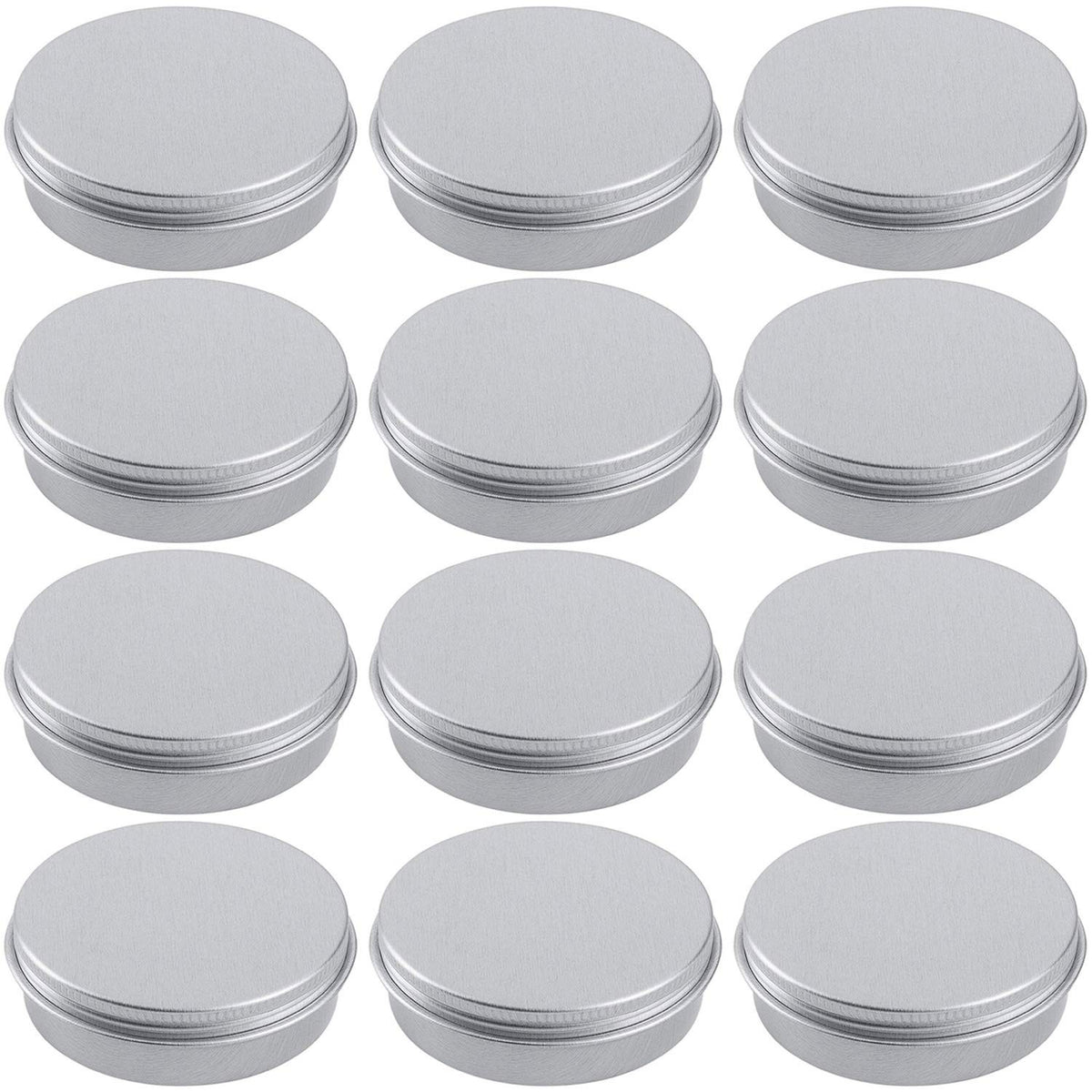 4 Ounce Aluminum Tin Jars with Screw Lids - 12 Pack Cosmetic Containers