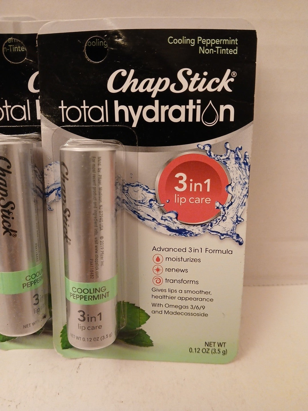 Lip Care Set with Cooling Peppermint - Total Hydration 3-in-1 Lip Balm, 3 Pack