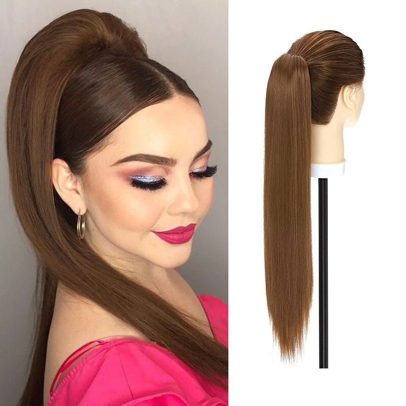 26-Inch Real Human Hair Ponytail Extension with Claw Clip - Thick Hairpiece