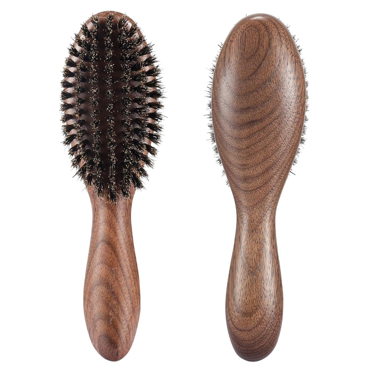 Natural Walnut Wood & Boar Bristle Hair Brush for Men Women & Kids