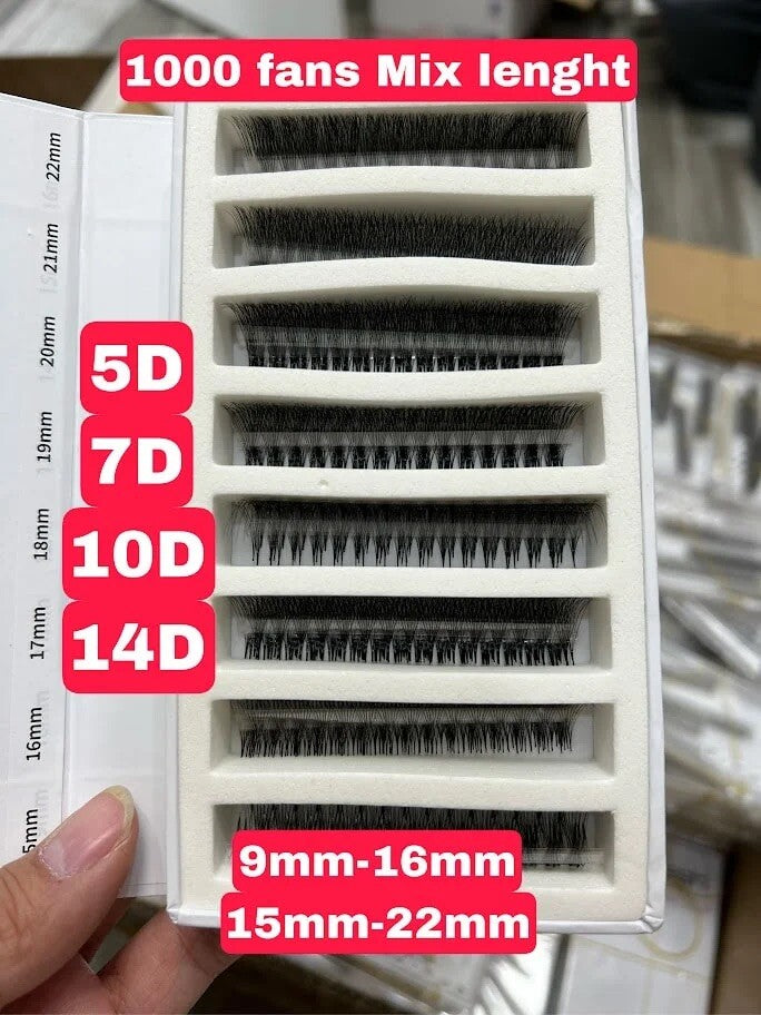 Premade False Eyelash Fans 15-22MM 3D 5D 7D 10D 14D Styling Assorted Curl