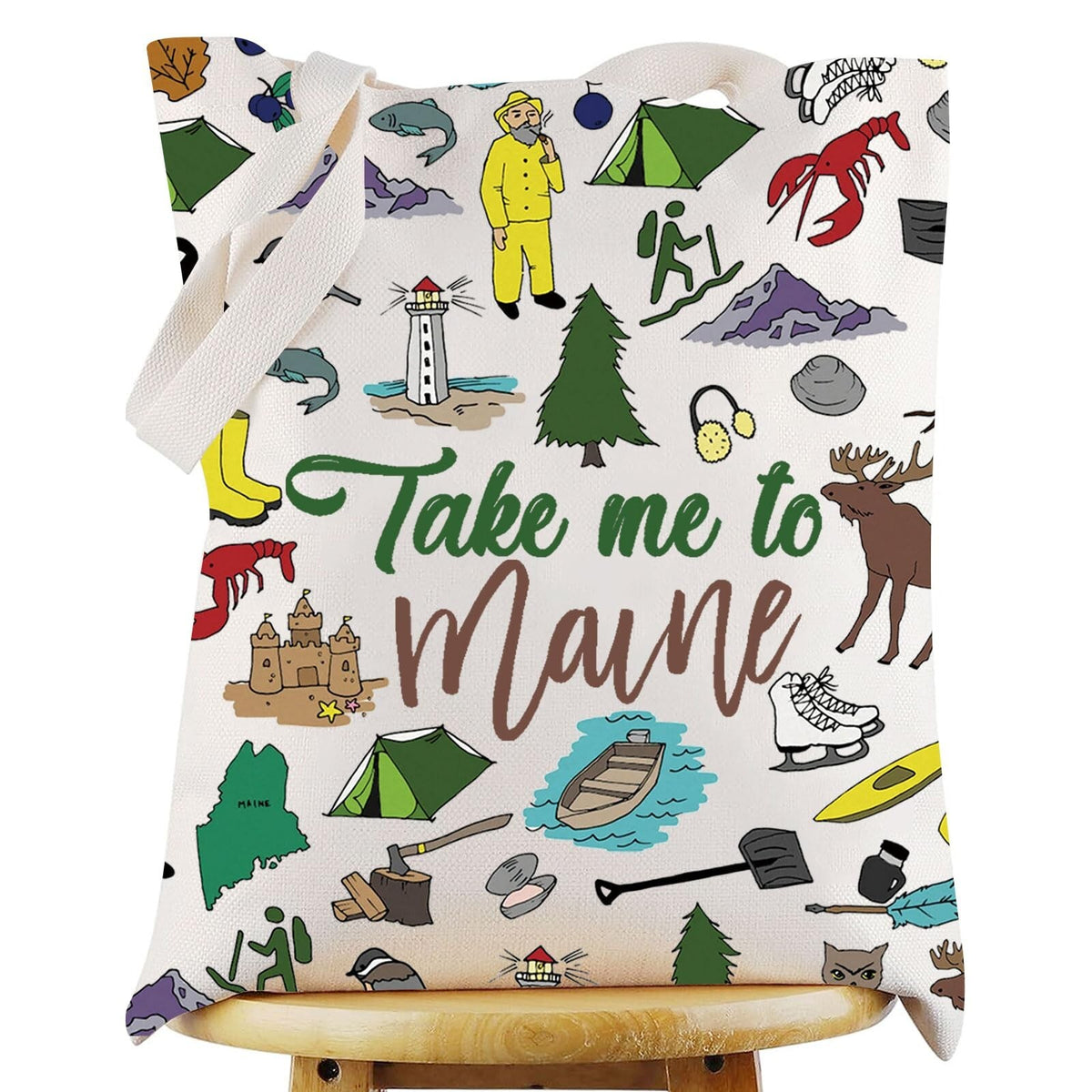 Maine State Cosmetic Bag - Waterproof Canvas Travel Makeup Pouch Gift