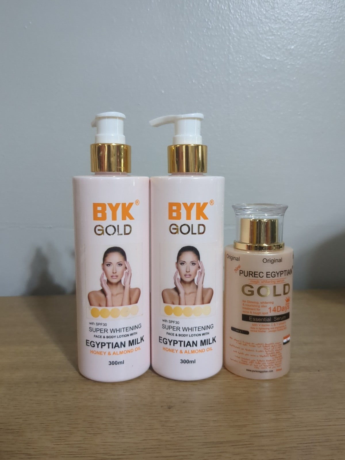 2-Piece Gold Egyptian Honey Almond Milk Face & Body Lotion with Vitamin C Serum